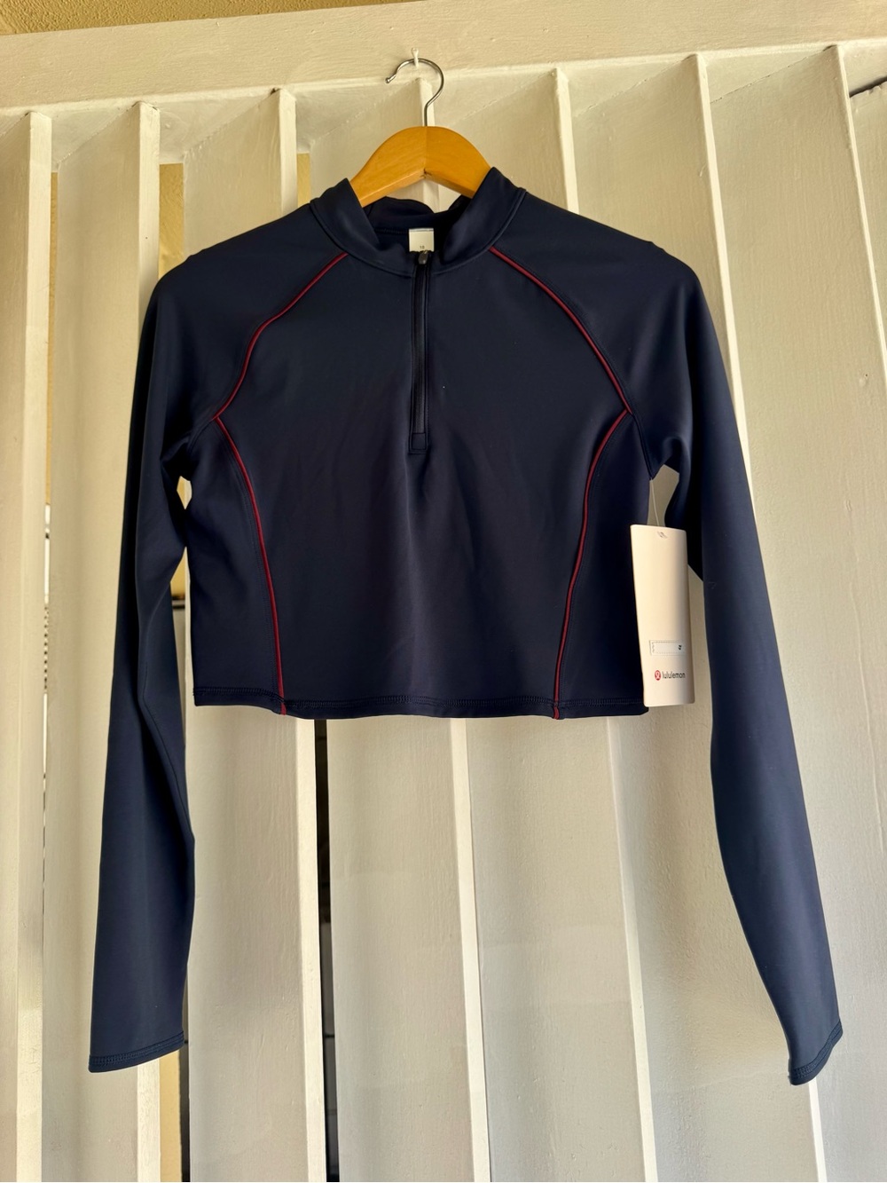 Lululemon Navy Long-Sleeve Cropped Zip Top